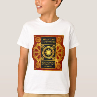 Atlantean Steamworks - Gold u. Leder auf Holz T-Shirt
