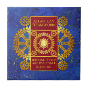 Atlantean Steamworks - Gold u. Rot auf Lapislazuli Fliese