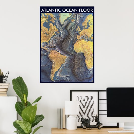 " Atlantic: 1968 - The Atlantic OCEAN FLOOR map .. Poster (Heimbüro)