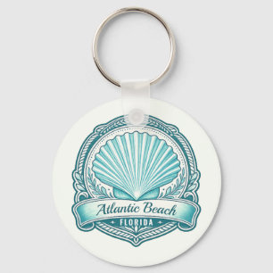 Atlantic Beach FL Küsten-Meeresschalen-Emblem Schlüsselanhänger