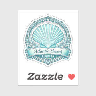 Atlantic Beach FL Küsten-Muschel-Emblem Aufkleber