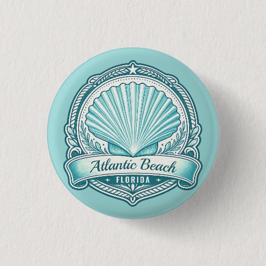 Atlantic Beach FL Küsten-Muschel-Emblem Button (Vorderseite)