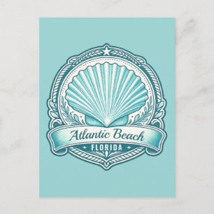 Atlantic Beach FL Küsten-Muschel-Emblem Postkarte