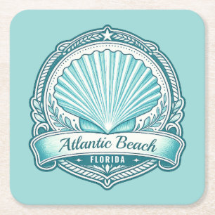 Atlantic Beach FL Küsten-Muschel-Emblem Rechteckiger Pappuntersetzer