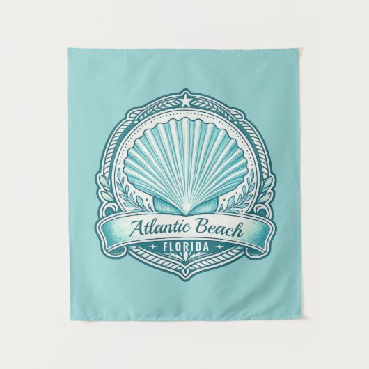 Atlantic Beach FL Küsten-Muschel-Emblem Wandteppich (Vorderseite)