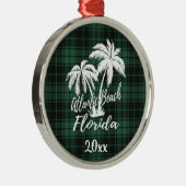 Atlantic Beach Florida Palm Tree Green Kariert Ornament Aus Metall (Rechts)