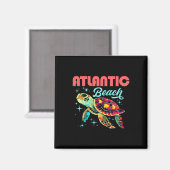 Atlantic Beach Nc Artistic Sea Turtle Retro Magnet (Vorderseite/Rückseite)