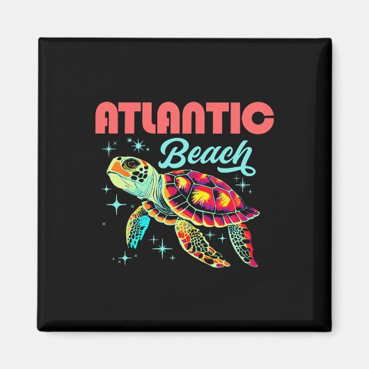 Atlantic Beach Nc Artistic Sea Turtle Retro Magnet (Vorne)