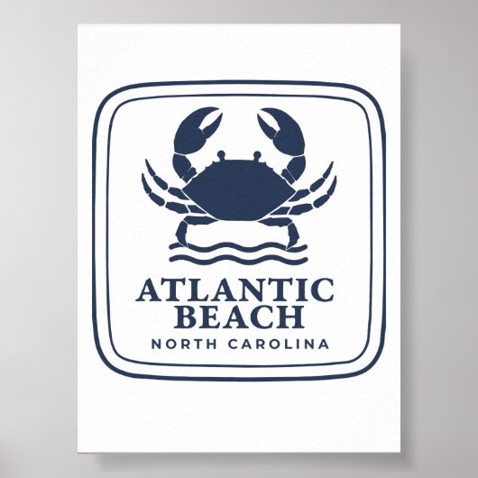 Atlantic Beach North Carolina Blaue Krabbe Poster (Vorne)