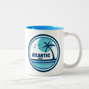 Atlantic Beach North Carolina Palm Tree Birds Zweifarbige Tasse