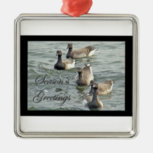 Atlantic Brant Geese Season's Greetings Series Silbernes Ornament