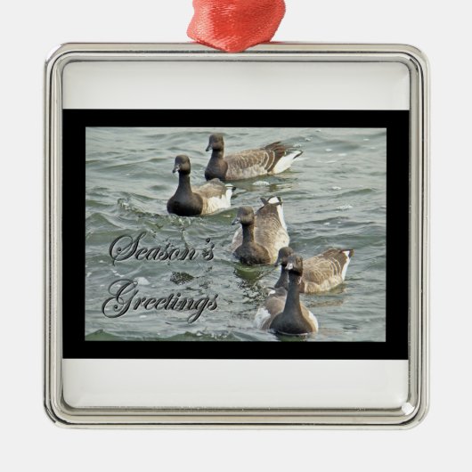 Atlantic Brant Geese Season's Greetings Series Silbernes Ornament (Vorne)