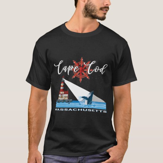 Atlantic Cape Cod Massachusetts Lighthouse Whale W T-Shirt (Vorderseite)
