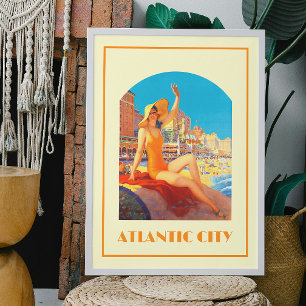 Atlantic City 1930er Jahre Pin-up Retro Vintage Re Poster
