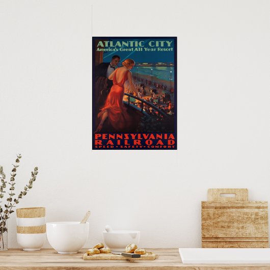 Atlantic City Balcony View 1935 Poster (Küche)