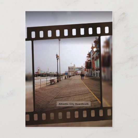 Atlantic City Beach Boardwalk auf Film Postkarte (Vorderseite)