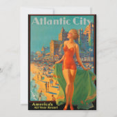 Atlantic City Beauty Vintages Kunstwerk Einladung (Rückseite)