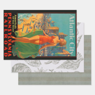 Atlantic City Beauty Vintages Kunstwerk Geschenkpapier Set
