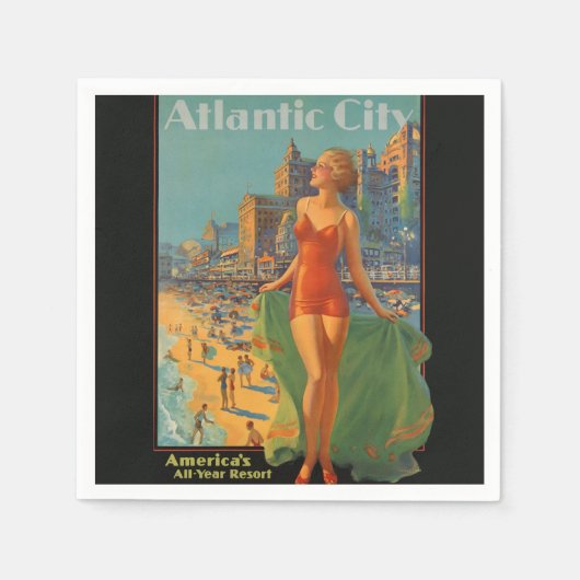 Atlantic City Beauty Vintages Kunstwerk Serviette (Vorderseite)