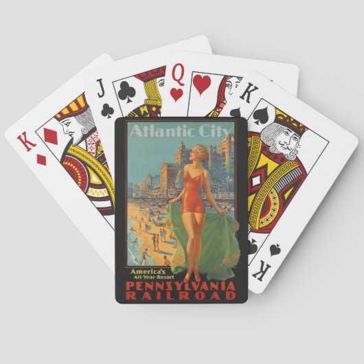 Atlantic City Beauty Vintages Kunstwerk Spielkarten (Rückseite)