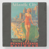 Atlantic City Beauty Vintages Kunstwerk Steinuntersetzer (Vorderseite)