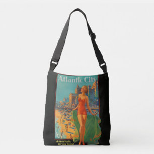 Atlantic City Beauty Vintages Kunstwerk Tragetaschen Mit Langen Trägern