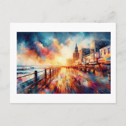 Atlantic City Boardwalk Sunset, Postkarte (Vorderseite)