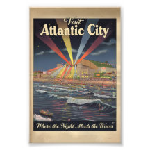 Atlantic City Nacht Boardwalk Poster