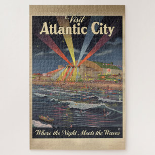 Atlantic City Nacht Boardwalk Poster Puzzle