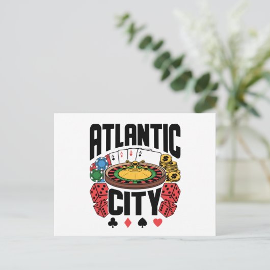 Atlantic City New Jersey Casino Gambling Postkarte (Stehend Vorderseite)