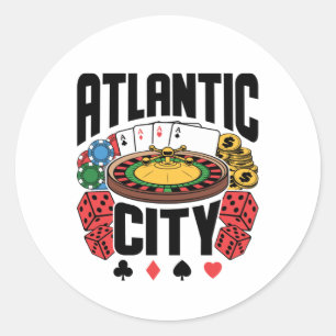 Atlantic City New Jersey Casino Gambling Runder Aufkleber