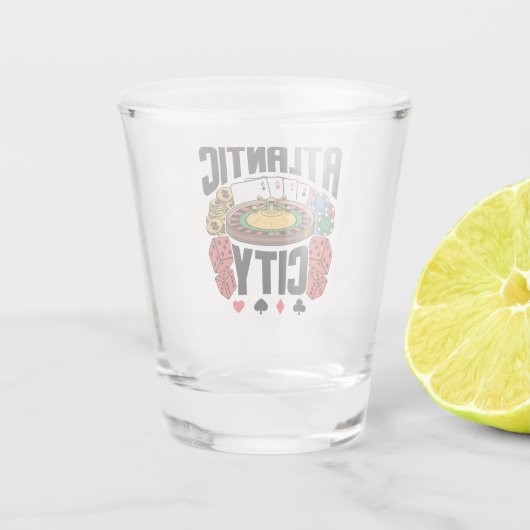 Atlantic City New Jersey Casino Gambling Schnapsglas (Rückseite)