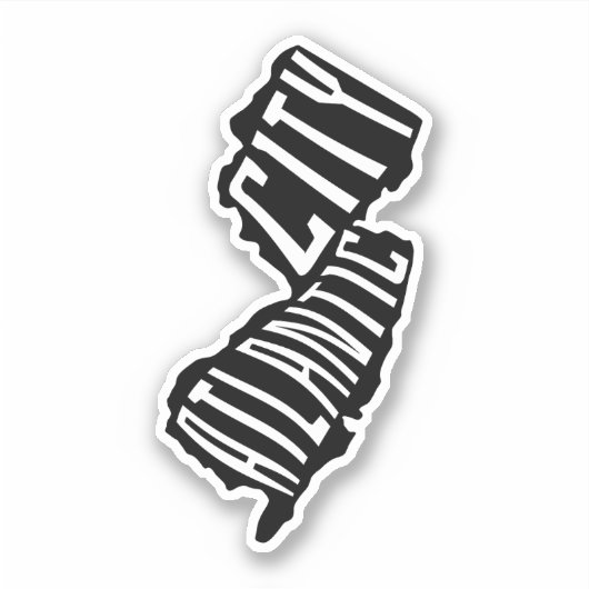 Atlantic City, New Jersey Map Kontur - USA Travel Aufkleber (Vorderseite)