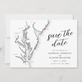 Atlantic City New Jersey Map Modern Wedding Save The Date (Vorderseite)