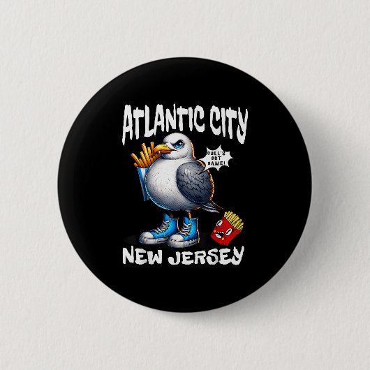 Atlantic City New Jersey Möwe Pommes Funn Button (Vorderseite)