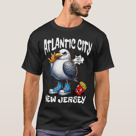 Atlantic City New Jersey Möwe Pommes Funn T-Shirt (Vorderseite)