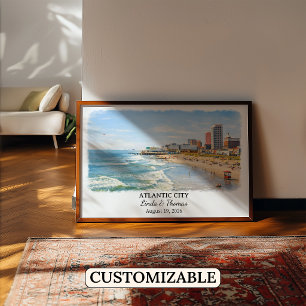 Atlantic City New Jersey Poster, Aquarell, Custo Poster