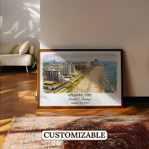 Atlantic City New Jersey Poster, Aquarell, Custo Poster