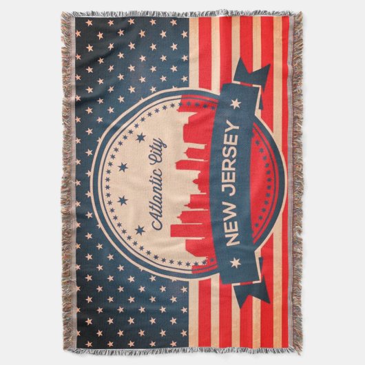 Atlantic City New Jersey Retro Skyline Decke (Vorderseite Vertikal)