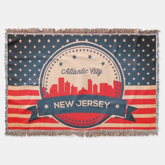 Atlantic City New Jersey Retro Skyline Decke (Vorderseite)