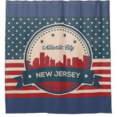 Atlantic City New Jersey Retro Skyline Duschvorhang (Vorderseite)
