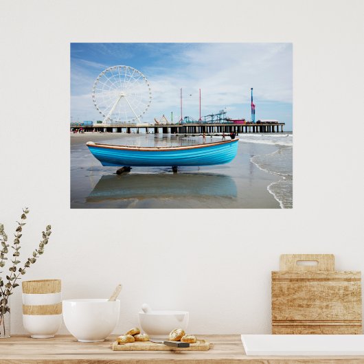 Atlantic City New Jersey - Rettungsboot Strandprom Poster (Küche)