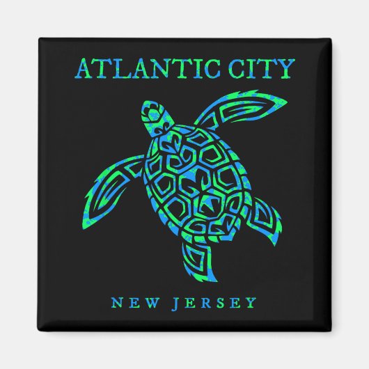 Atlantic City New Jersey Sea Turtle Boys Girls Tod Magnet (Vorne)