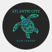 Atlantic City New Jersey Sea Turtle Boys Girls Tod Runder Aufkleber (Vorderseite)