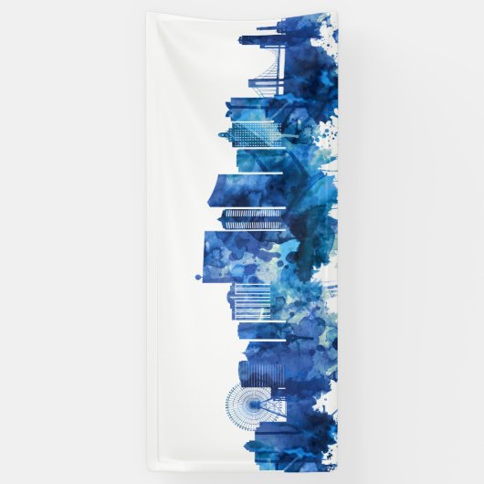Atlantic City New Jersey Skyline Blue Banner (Vertikal)
