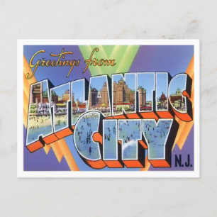 Atlantic City, New Jersey Vintag Big Letters Postkarte