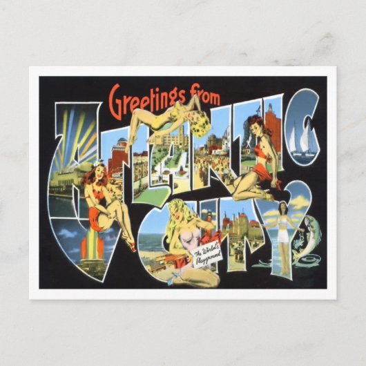 Atlantic City, New Jersey Vintag Big Letters Postkarte (Vorderseite)