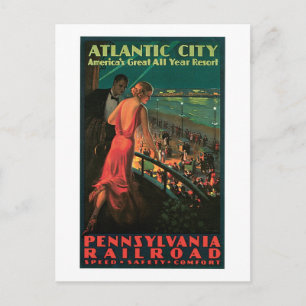 Atlantic City New Jersey Vintage Reise Postkarte