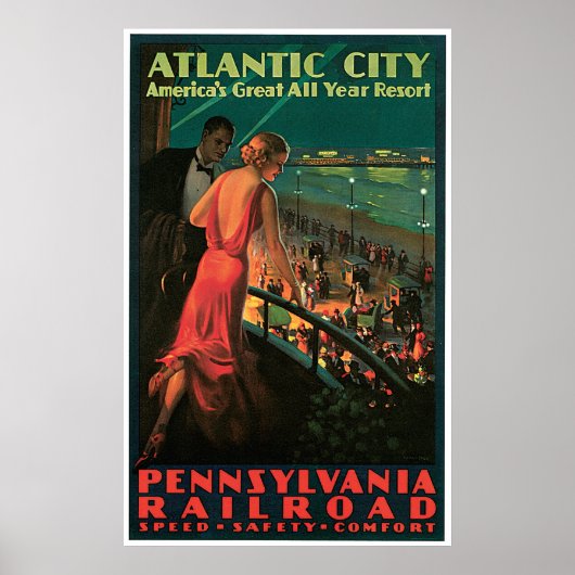 Atlantic City New Jersey Vintage Travel Poster (Vorne)