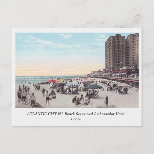 Atlantic City NJ 1920s Scene on the Beach Postcard Postkarte (Vorderseite)
